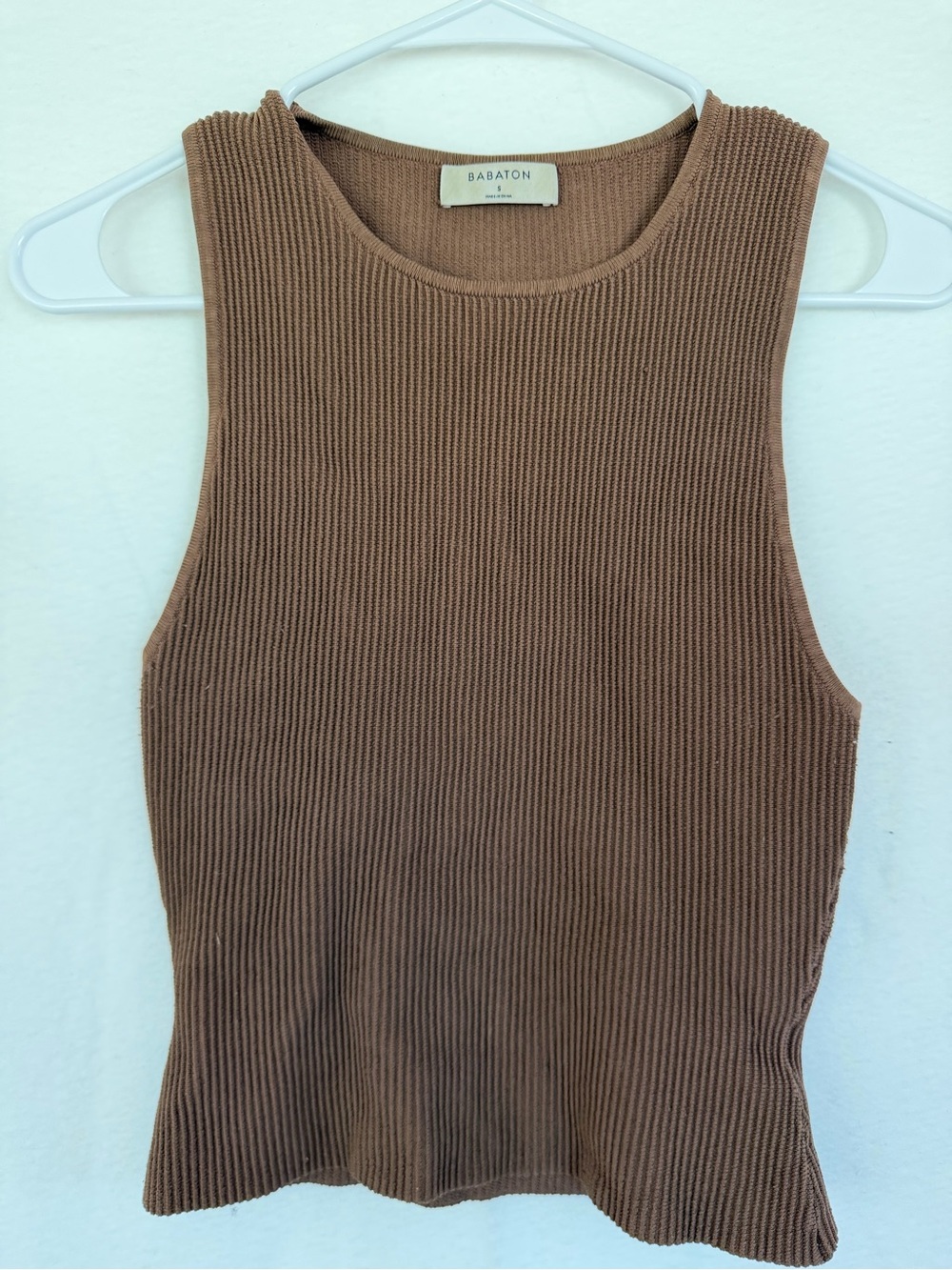 Babaton Brown Ribbed Tank Top